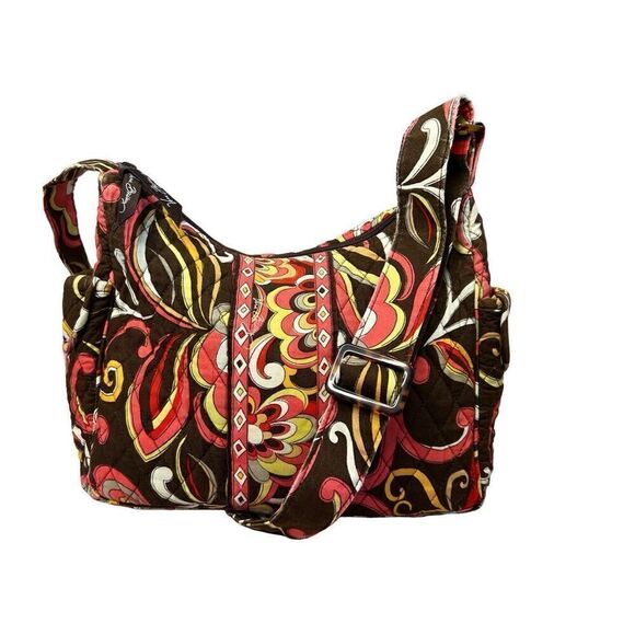 Vera Bradley Puccini Print Large Maggie Crossbody Quilted Handbag Colorful Flora - Picture 1 of 16